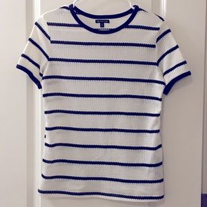 COPY - WhoWhatWear Black & White Striped Waffle Tee
